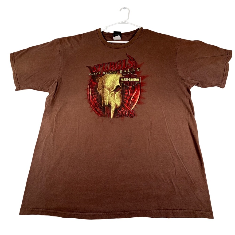 Harley Davidson Sturgis 2008 T-Shirt Mens 2XL Brown Black Hills Rally Graphic